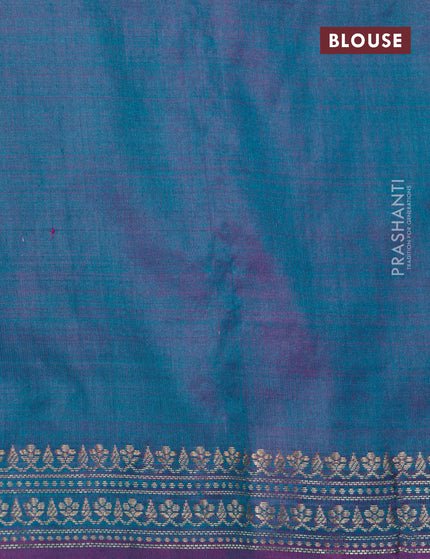 Banarasi katan silk saree dual shade of greenish purple with zari woven buttas and zari woven border