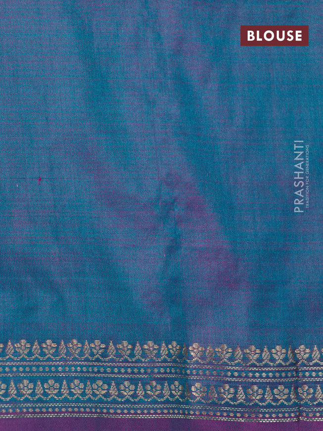 Banarasi katan silk saree dual shade of greenish purple with zari woven buttas and zari woven border