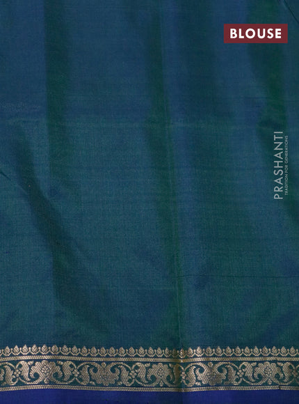 Banarasi katan silk saree dual shade of greenish blue with zari woven buttas and zari woven border