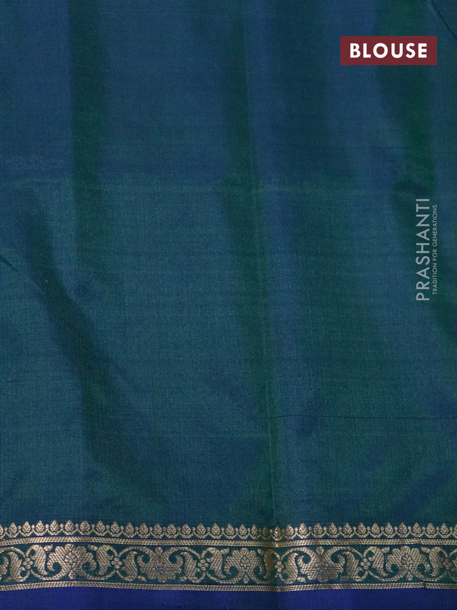 Banarasi katan silk saree dual shade of greenish blue with zari woven buttas and zari woven border