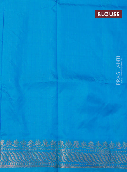 Banarasi katan silk saree light blue with zari woven buttas and zari woven border