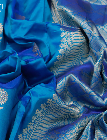 Banarasi katan silk saree dual shade of blue with zari woven buttas and zari woven border