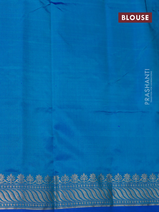 Banarasi katan silk saree dual shade of blue with zari woven buttas and zari woven border