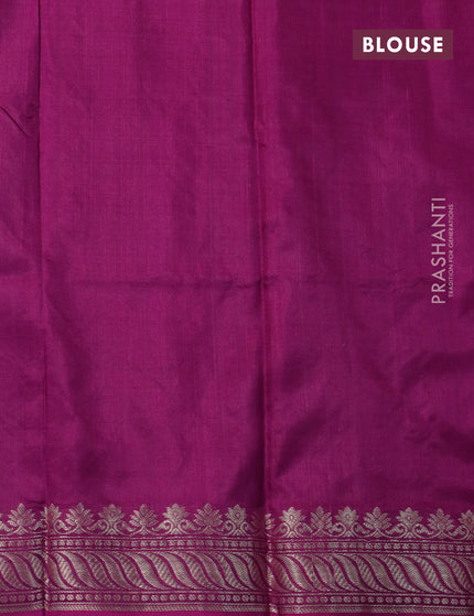 Banarasi katan silk saree dark magenta pink with zari woven buttas and zari woven border