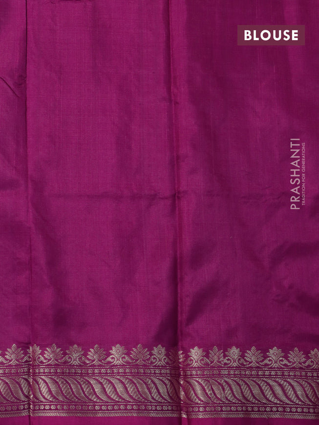 Banarasi katan silk saree dark magenta pink with zari woven buttas and zari woven border