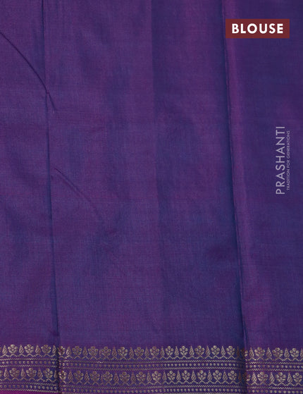 Banarasi katan silk saree dual shade of bluish purple with zari woven buttas in borderless style