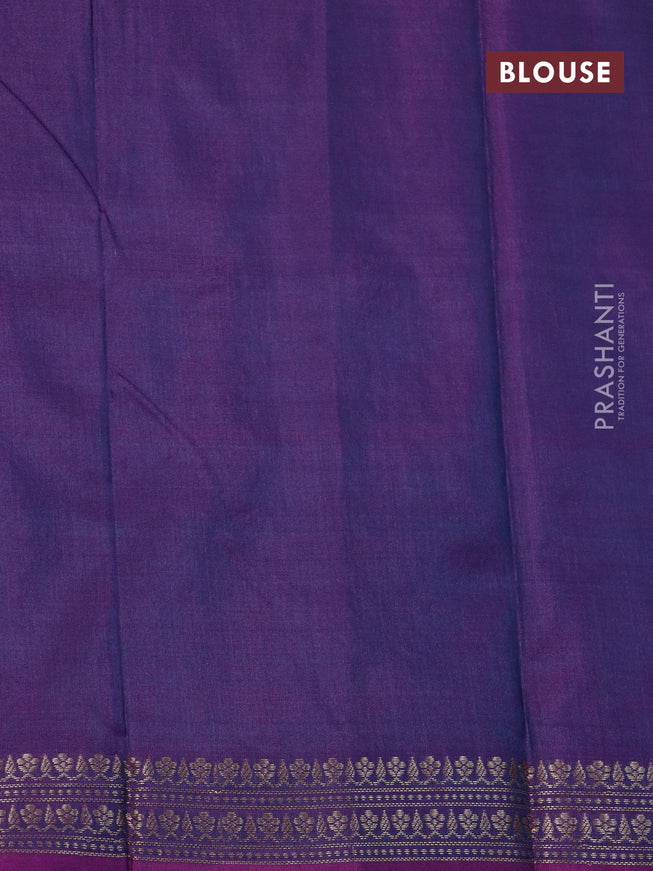 Banarasi katan silk saree dual shade of bluish purple with zari woven buttas in borderless style