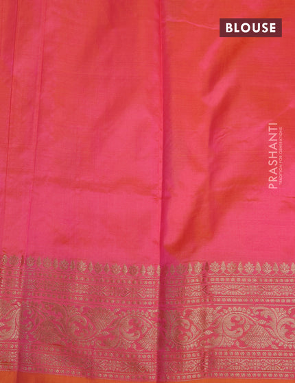 Banarasi katan silk saree dual shade of pinkish orange with zari woven buttas and zari woven border