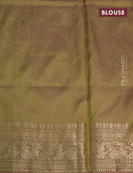 Banarasi katan silk saree dual shade of mehendi green with zari woven buttas and zari woven border