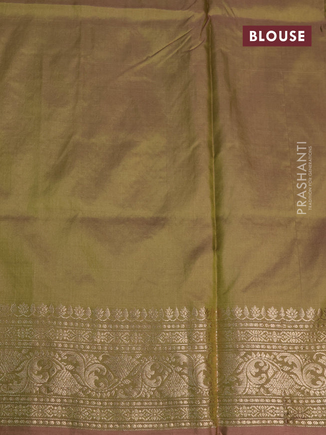 Banarasi katan silk saree dual shade of mehendi green with zari woven buttas and zari woven border