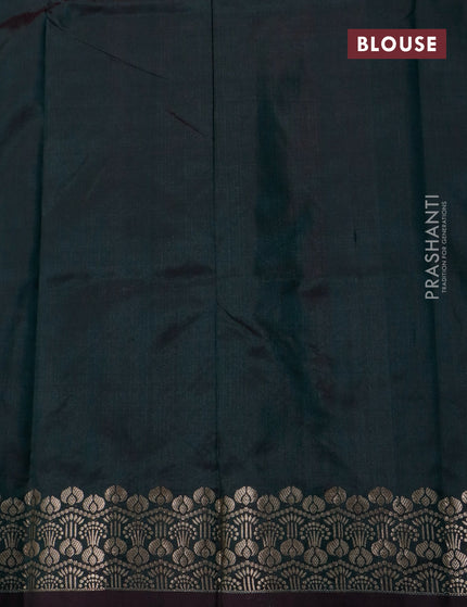 Banarasi katan silk saree dual shade of bottle green with zari woven buttas and zari woven border