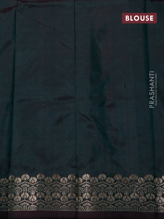 Banarasi katan silk saree dual shade of bottle green with zari woven buttas and zari woven border