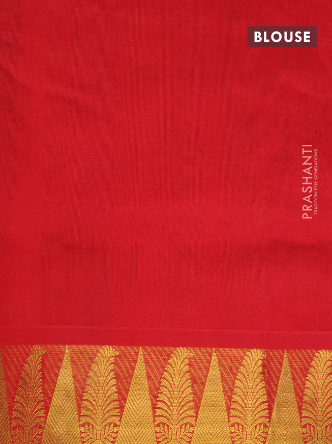 Silk cotton saree blue shade and red with allover self emboss jacquard and rich zari woven border