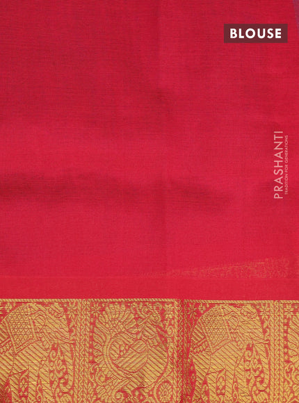 Silk cotton saree dual shade of blue and pink with allover self emboss jacquard and annam & elephant zari woven border