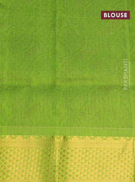 Silk cotton saree bottle green and light green with allover self emboss jacquard and rich zari woven border