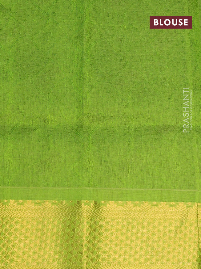 Silk cotton saree bottle green and light green with allover self emboss jacquard and rich zari woven border