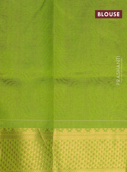 Silk cotton saree magenta pink and light green with allover self emboss jacquard and rich zari woven border