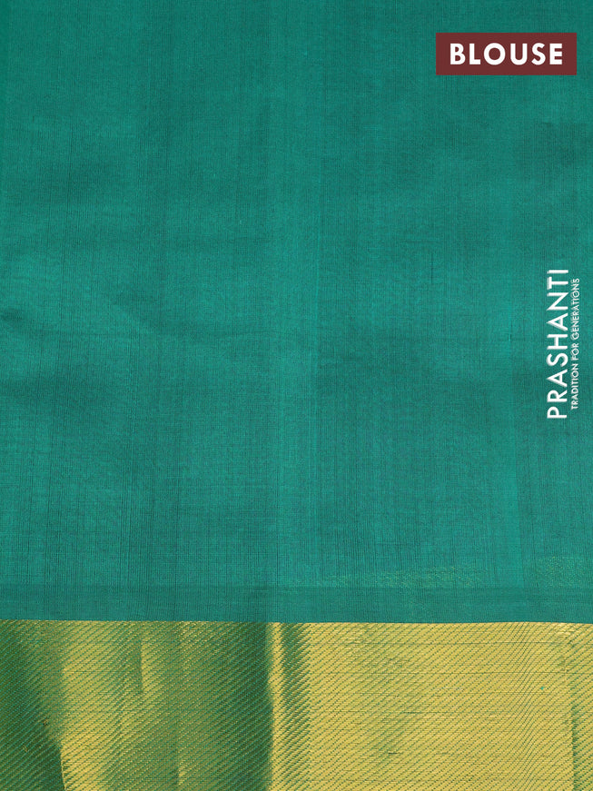 Silk cotton saree pink and green with allover paalum pazhamum checks & paisley zari buttas and zari woven border