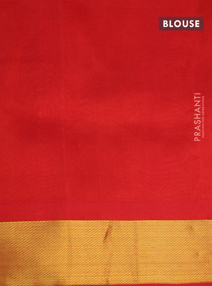 Silk cotton saree mango yellow and red with allover paalum pazhamum checks & paisley zari buttas and zari woven border