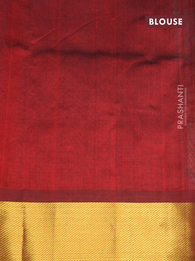 Silk cotton saree deep maroon and teal green with allover paalum pazhamum checks & paisley zari buttas and zari woven border