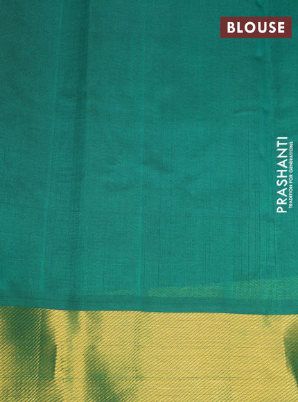 Silk cotton saree pink and green with allover paalum pazhamum checks & peacock zari buttas and zari woven border