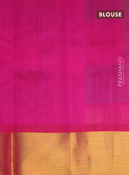 Silk cotton saree light green and pink with allover paalum pazhamum checks & peacock zari buttas and zari woven border