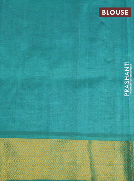 Silk cotton saree red and teal green with allover paalum pazhamum checks & paisley zari buttas and zari woven border