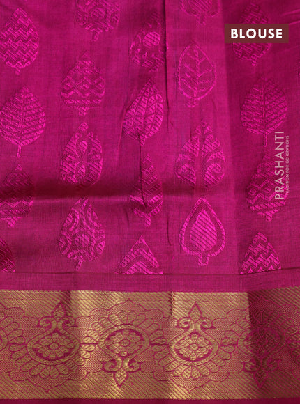 Silk cotton saree cs blue and purple with allover self emboss jacquard and zari woven border