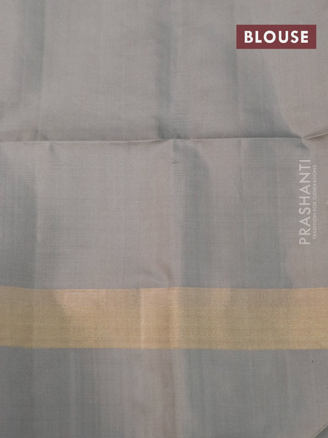 Pure soft silk saree light blue and grey with zari woven buttas and rich zari woven border