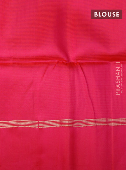 Pure soft silk saree green and pink with allover zari woven butta weaves and zari woven simple border