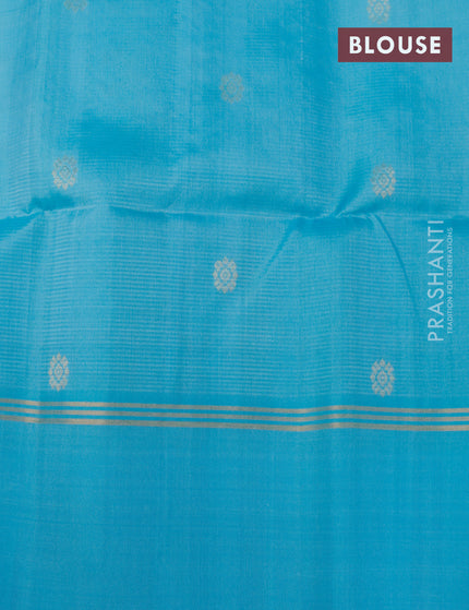 Pure soft silk saree dual shade of pink and light blue with zari woven buttas and rich zari woven border