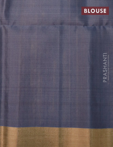 Pure soft silk saree mango yellow and grey with zari woven buttas and rich zari woven border