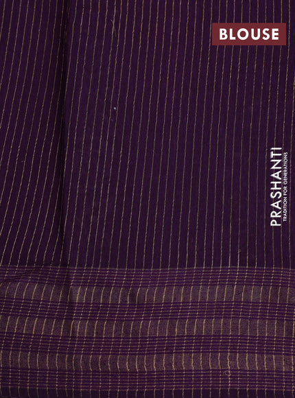 Banarasi tussar silk saree deep purple with allover prints and zari woven border