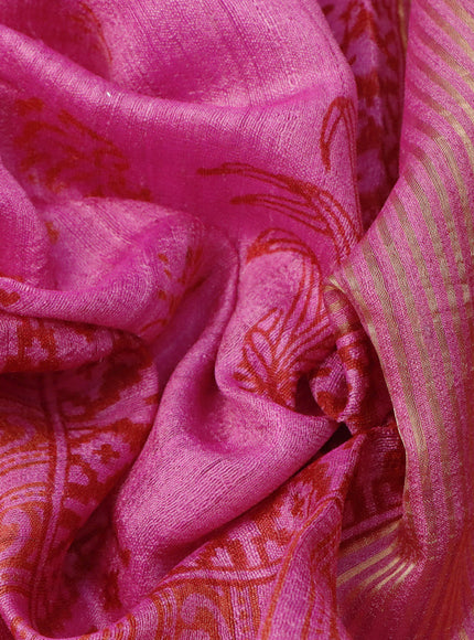 Banarasi tussar silk saree pink with butta prints and zari woven border