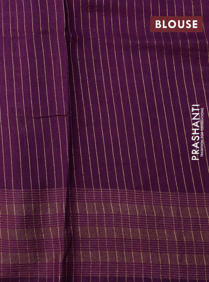 Banarasi tussar silk saree deep purple with allover prints and zari woven border