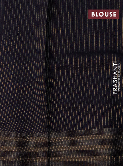 Banarasi tussar silk saree black with allover prints and zari woven border