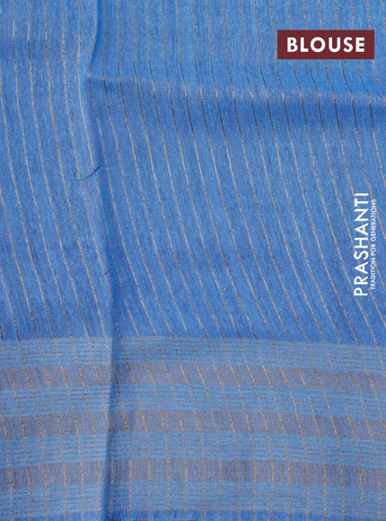 Banarasi tussar silk saree blue shade with allover prints and zari woven border