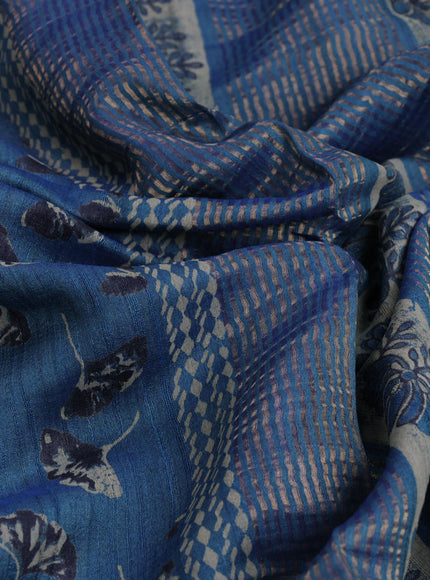 Banarasi tussar silk saree cs blue with butta prints and zari woven border