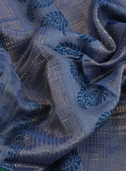 Banarasi tussar silk saree blue shade with butta prints and zari woven border