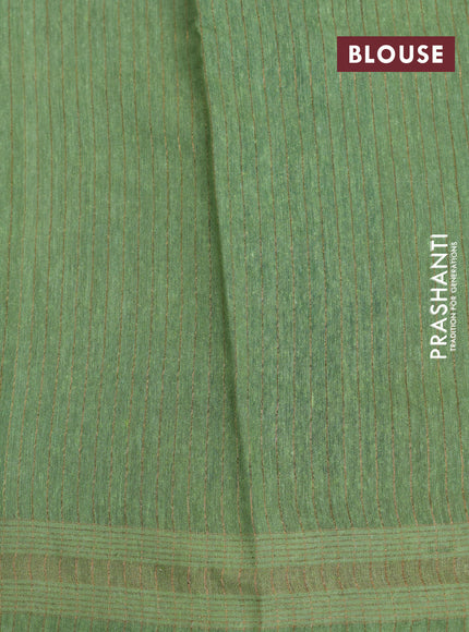 Banarasi tussar silk saree pastel green with plain body and printed pallu