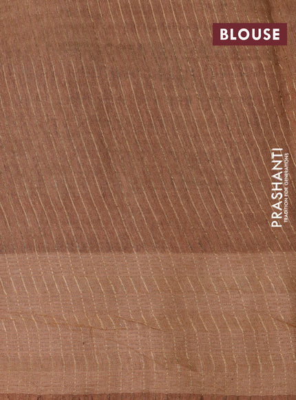 Banarasi tussar silk saree pastel brown with butta prints and zari woven border