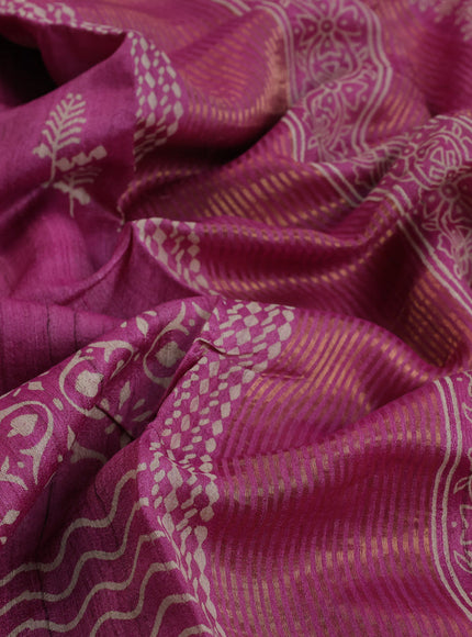 Banarasi tussar silk saree pink with butta prints and zari woven border