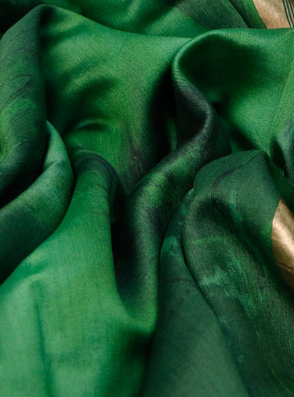 Chiniya silk saree green with allover digital prints and zari woven border