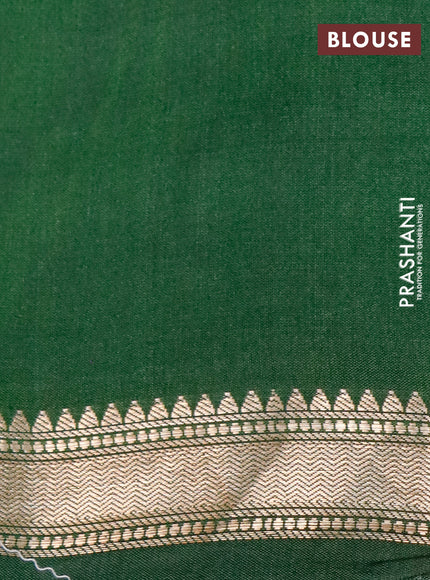 Chiniya silk saree green with allover digital prints and zari woven border