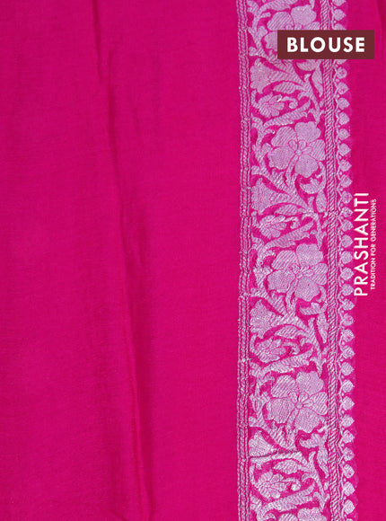 Banarasi chiffon silk saree red and pink with silver zari woven buttas and silver zari woven border