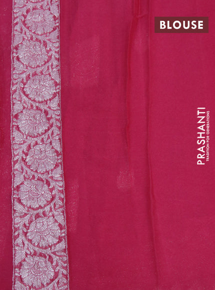 Banarasi chiffon silk saree pink shade with silver zari woven buttas and silver zari woven border