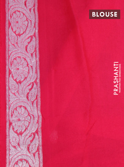 Banarasi chiffon silk saree pink with silver zari woven buttas and silver zari woven border