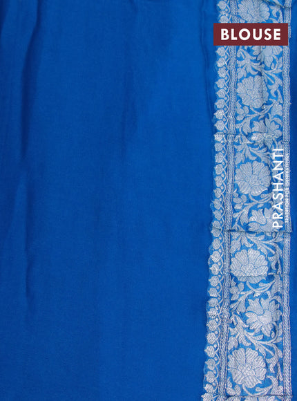 Banarasi chiffon silk saree black and cs blue with silver zari woven buttas and silver zari woven border