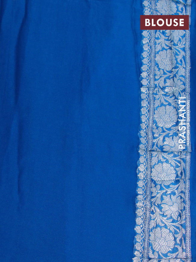 Banarasi chiffon silk saree black and cs blue with silver zari woven buttas and silver zari woven border