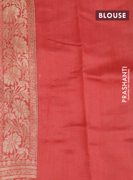 Chiniya silk saree light green and pink with allover zari woven buttas and zari woven border